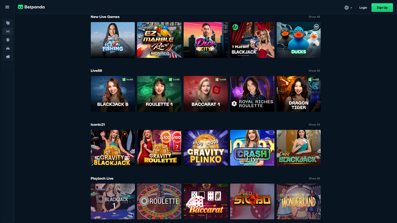 BetPanda Casino — Live dealer lobby