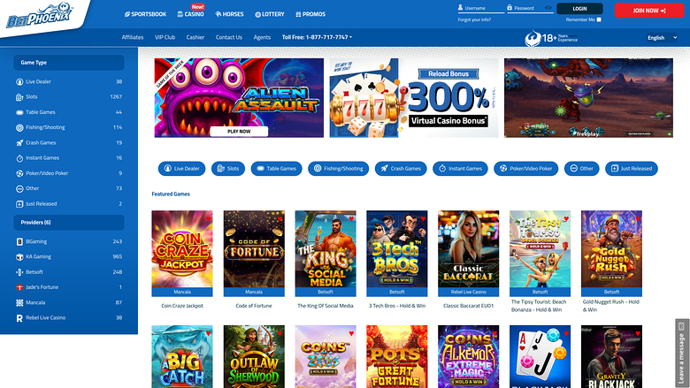 BetPhoenix Casino — Games by studio
