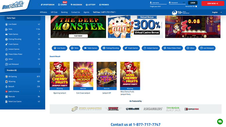 BetPhoenix Casino — Jackpot games