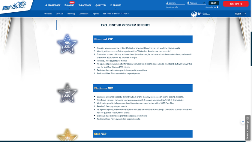 BetPhoenix Casino — VIP section
