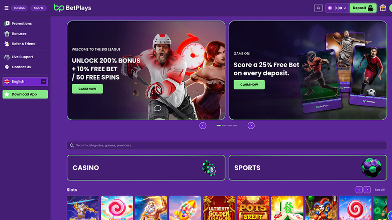 BetPlays Casino — Homepage