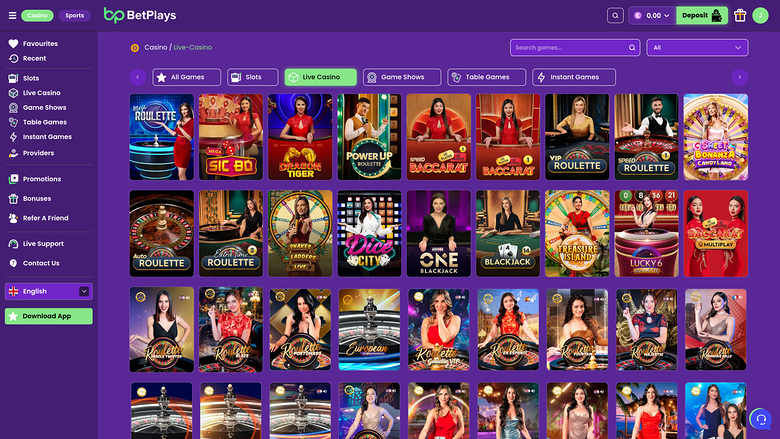 BetPlays Casino — Live dealer lobby