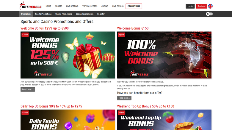 BetRebels Casino — Promotions page