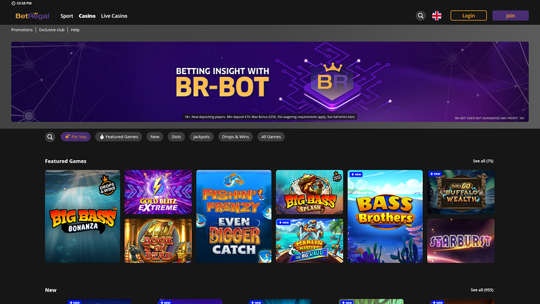 BetRegal Casino — Homepage