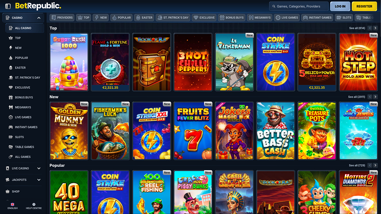 BetRepublic Casino — Games lobby