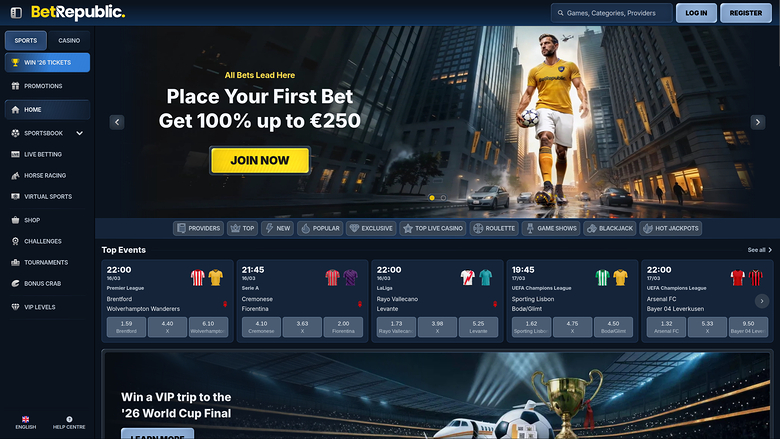 BetRepublic Casino — Homepage
