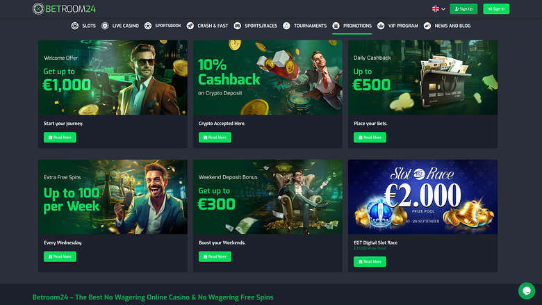 Betroom24 Casino — Promotions page