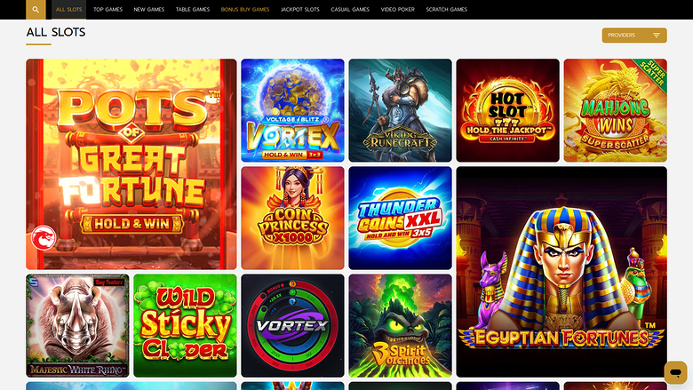An online casino slots lobby page showing a grid of game tiles under an 'ALL SLOTS' heading.