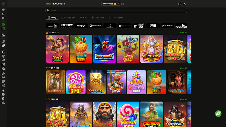 BetRunner Casino — Games lobby