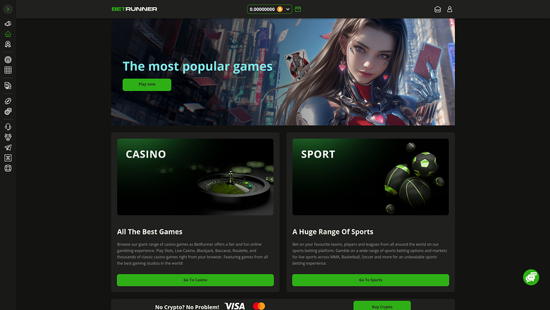 BetRunner Casino — Homepage