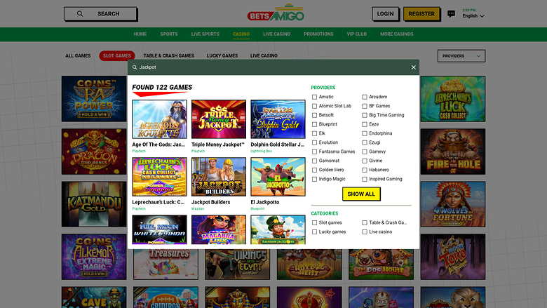 Bets Amigo — Jackpot games