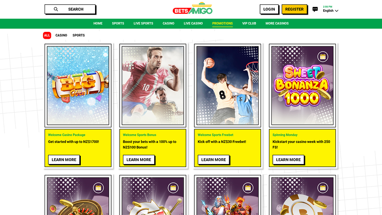 Bets Amigo — Promotions page