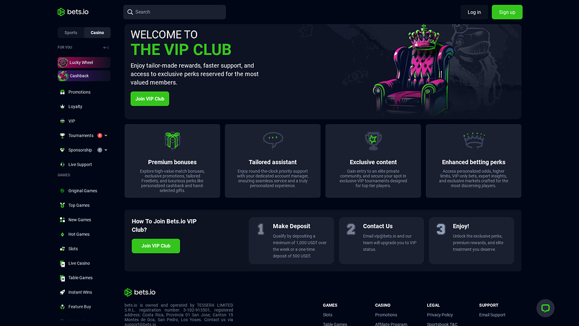 Bets.io Casino — VIP section