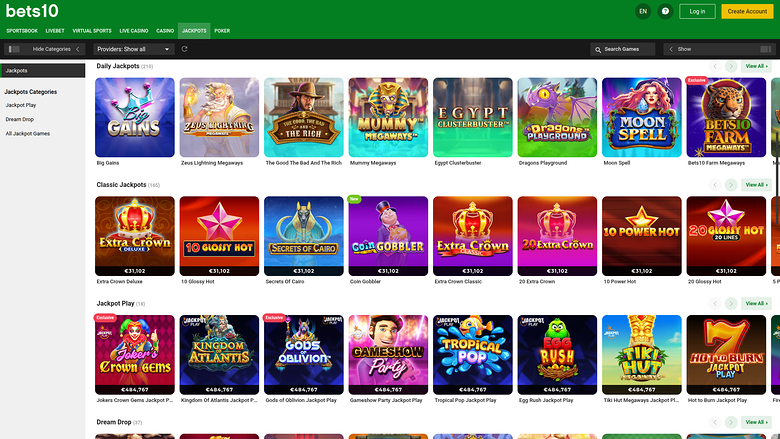 Bets10 — Jackpot games