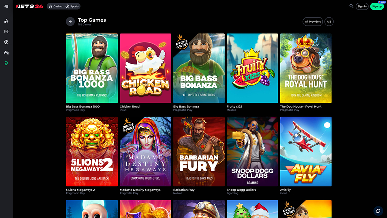 Bets24 Casino — Games lobby