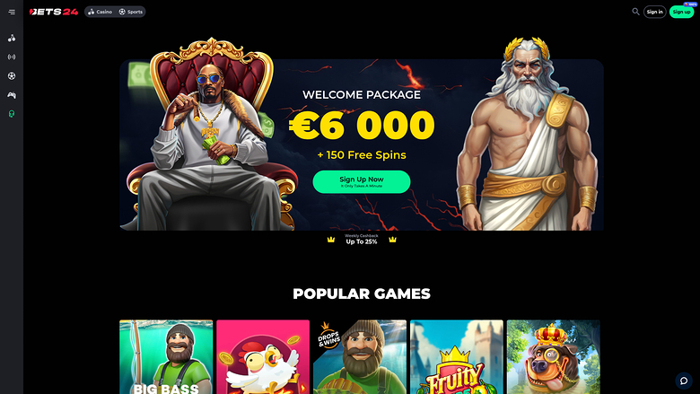 Bets24 Casino — Homepage