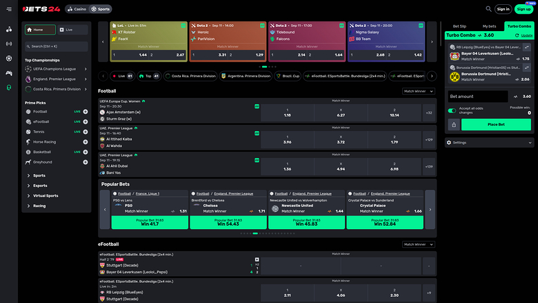 Bets24 Casino — Sportsbook