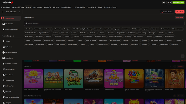 Betsafe Casino — Games by studio