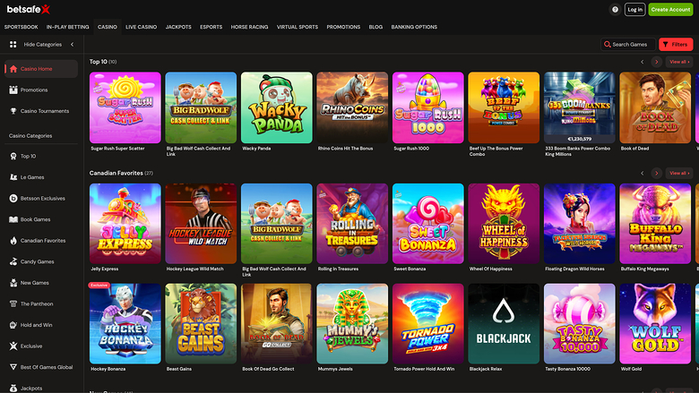 Betsafe Casino — Games lobby