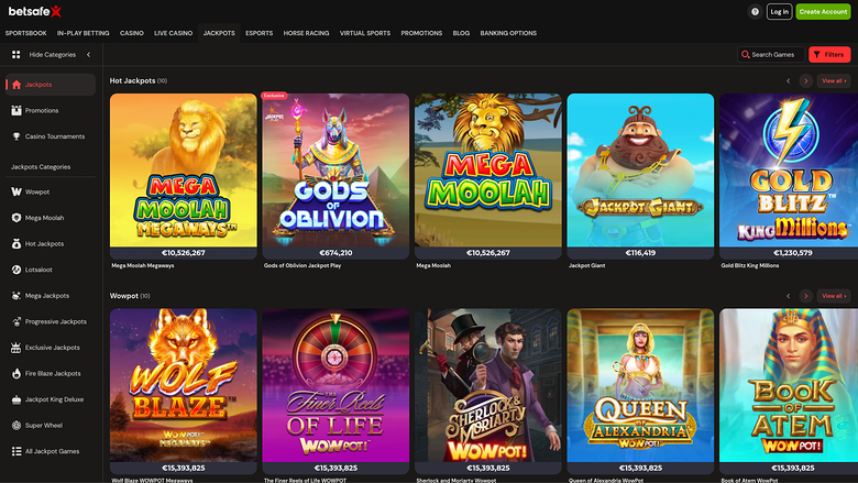Betsafe Casino — Jackpot games