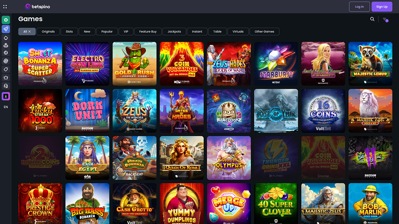 Betspino — Games lobby