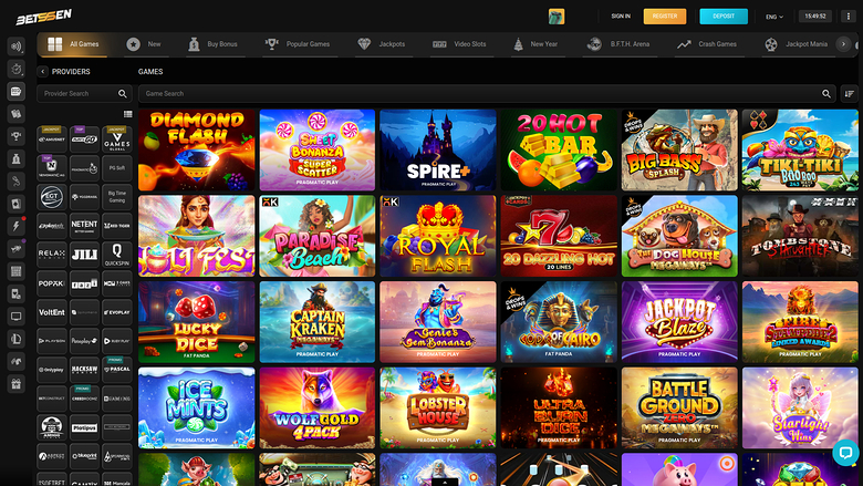 Betssen Casino — Games lobby