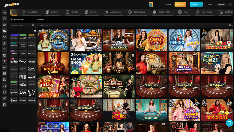 Betssen Casino — Live dealer lobby