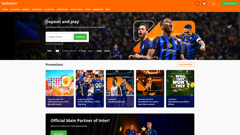 Betsson Casino — Homepage