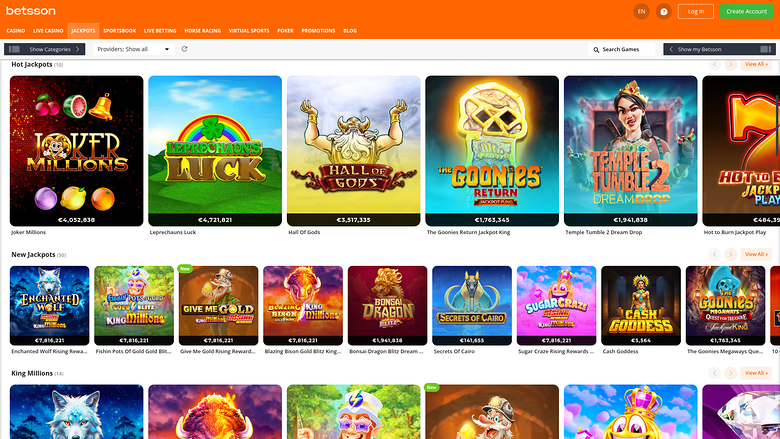 Betsson Casino — Jackpot games