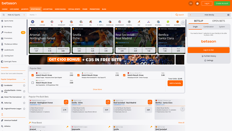 Betsson Casino — Sportsbook