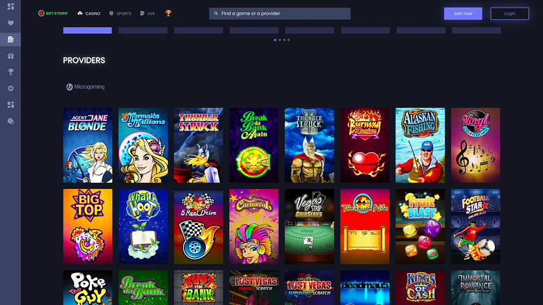 BetStorm Casino — Games by studio