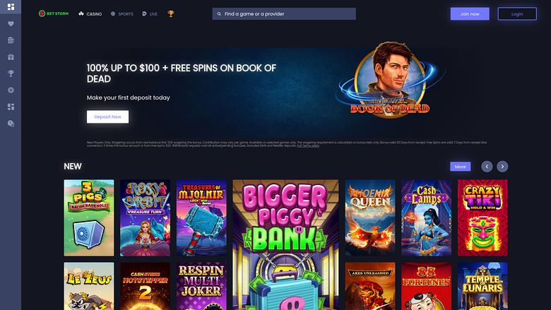 BetStorm Casino — Homepage