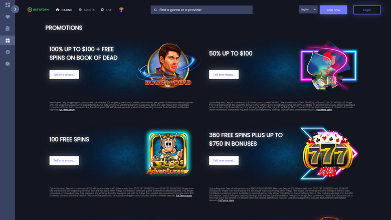 BetStorm Casino — Promotions page