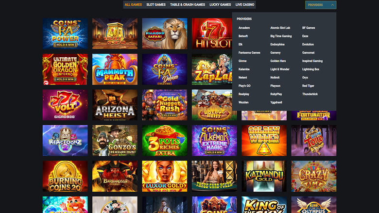 Betstro Casino — Games by studio
