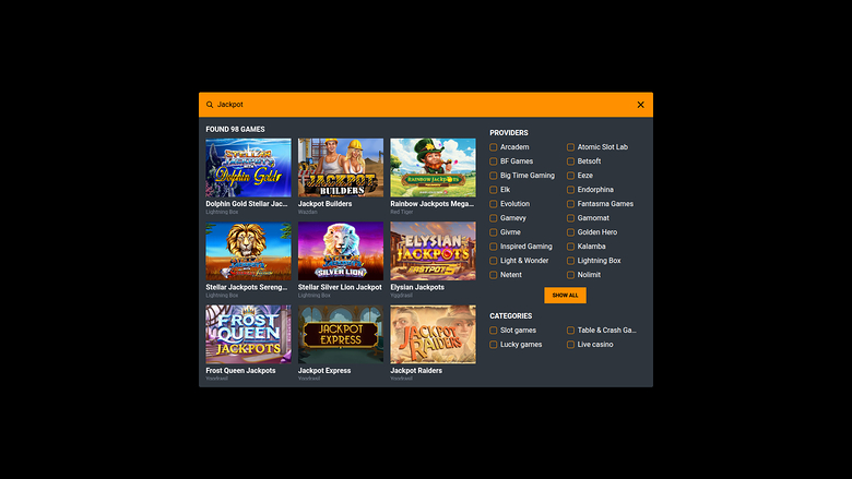 Betstro Casino — Jackpot games