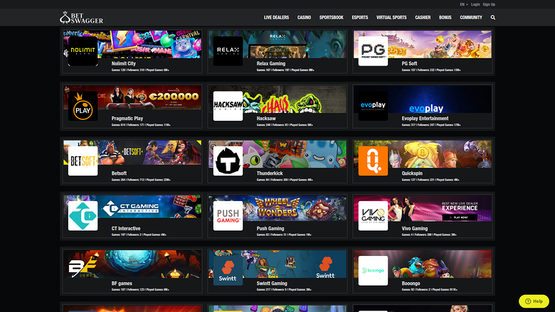 BetSwagger Casino — Games by studio