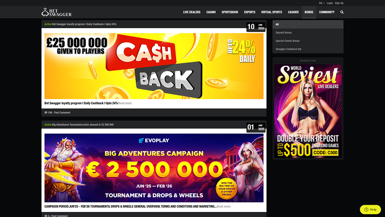 BetSwagger Casino — Promotions page