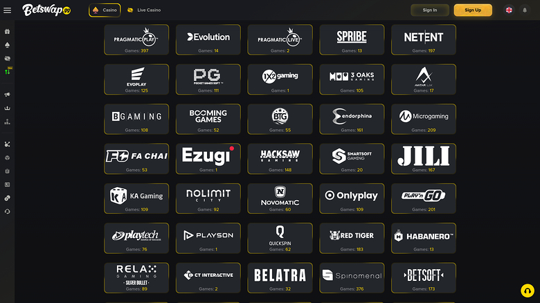Betswap.gg Casino — Games by studio