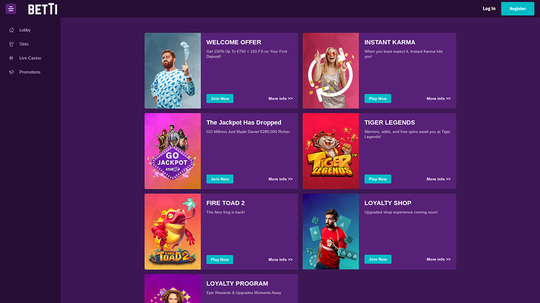 Betti — Promotions page