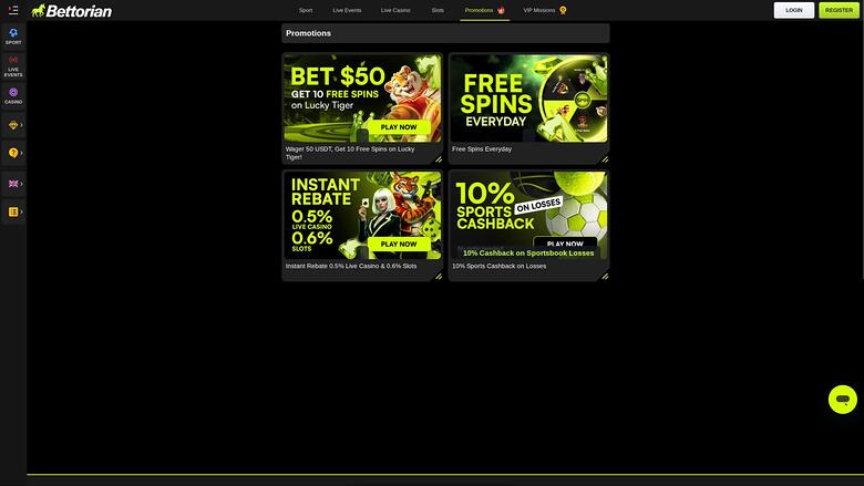 Bettorian Casino — Promotions page