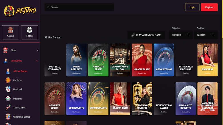 Beturo Casino — Games lobby