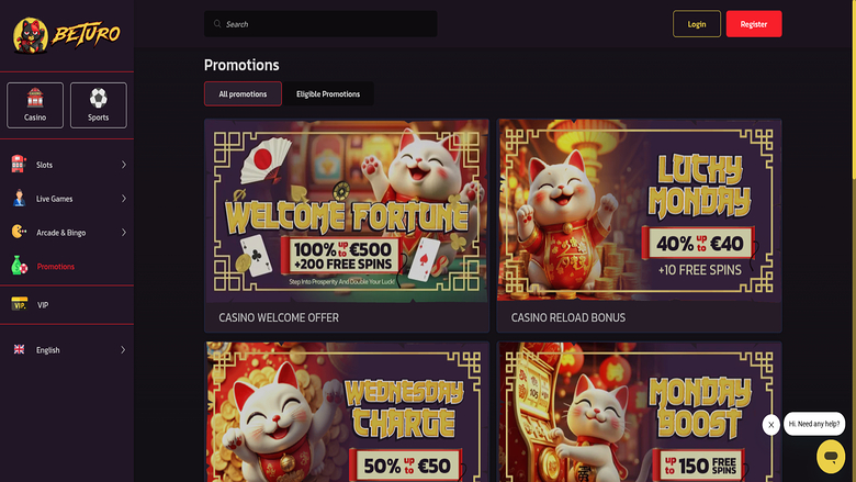 Beturo Casino — Promotions page