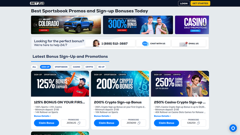 BetUS Casino — Promotions page