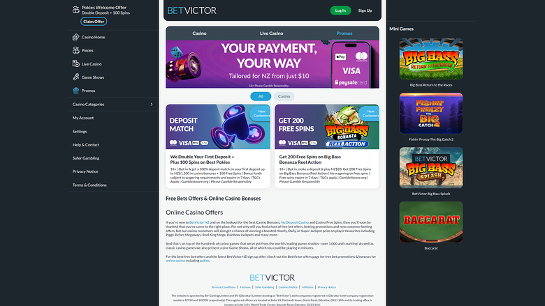 BetVictor Casino — Promotions page