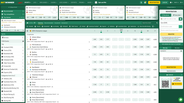 BetWinner Casino — Sportsbook