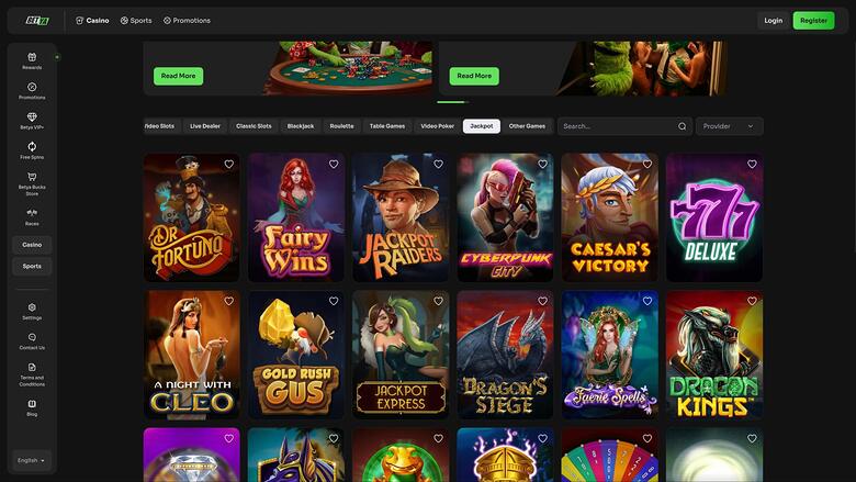 Betya Casino — Jackpot games