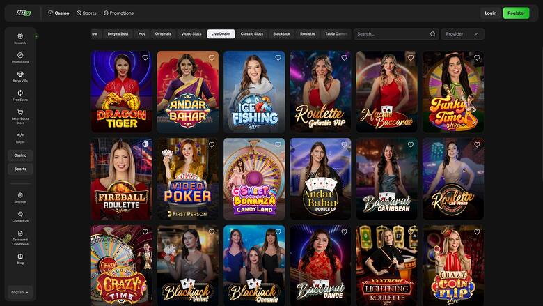 Betya Casino — Live dealer lobby