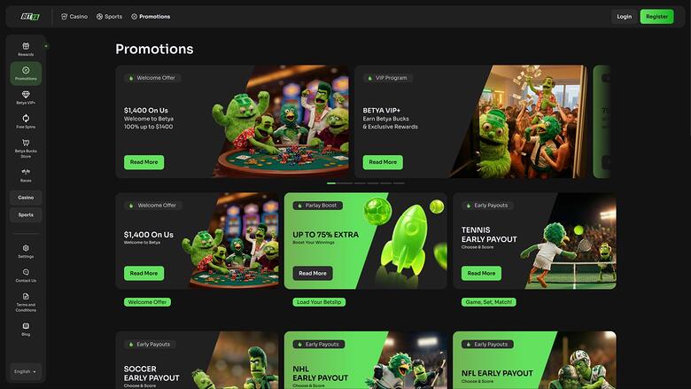 Betya Casino — Promotions page