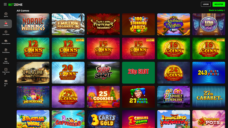 Betzone Casino — Games lobby