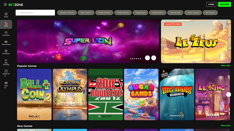 Betzone Casino — Homepage